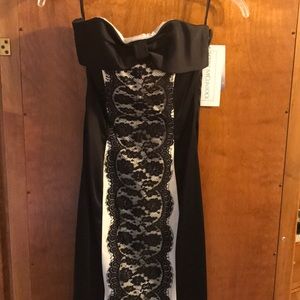 Black and white lace formal dress